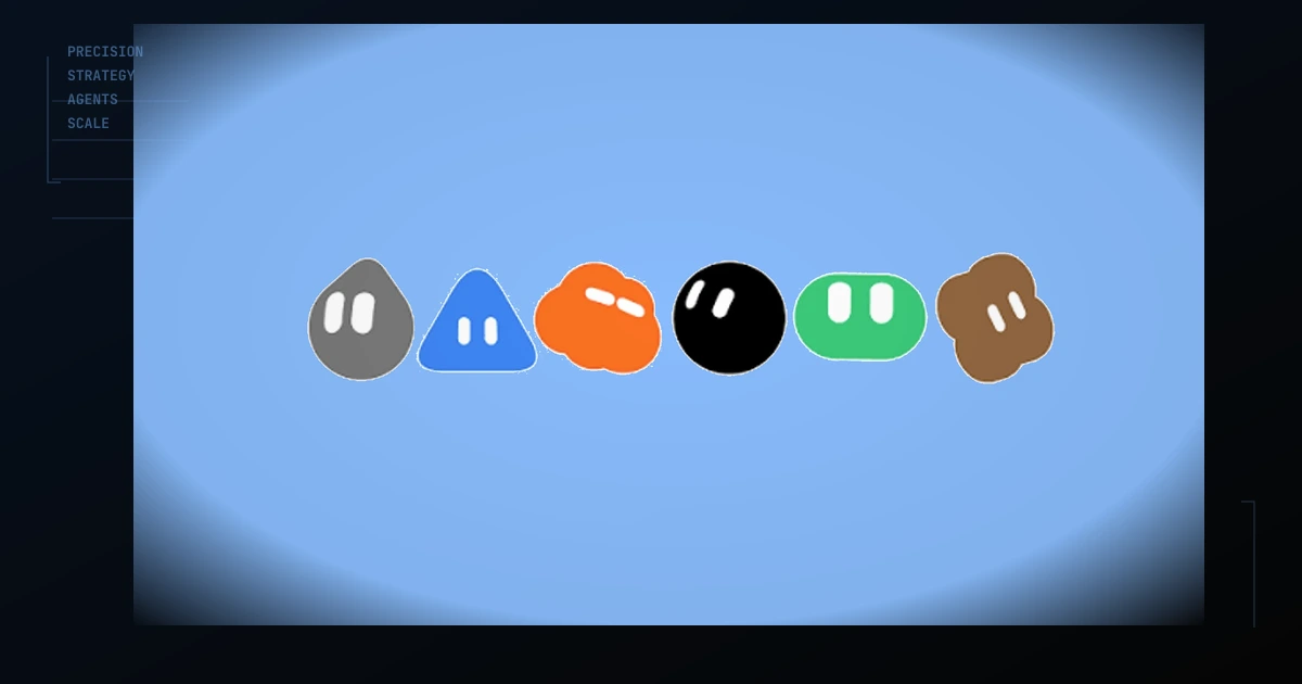 Row of colorful Grok Bot character icons, each with a distinct shape and role